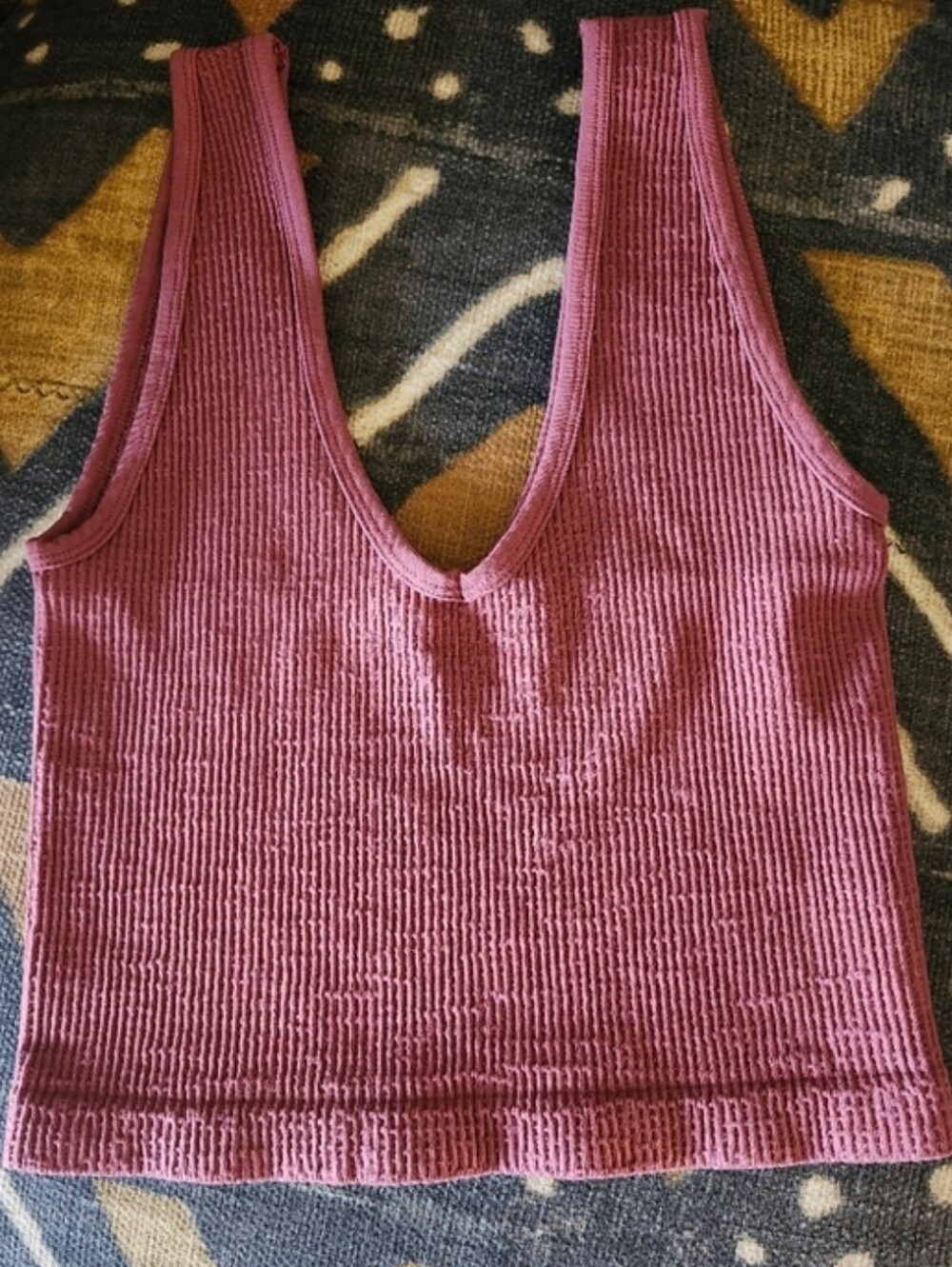 Bytogether Ribbed Scoop Neck Crop Tank - Mauve Pink Wine Brand New